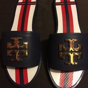 Tory Burch NavySea logo Jelly Slide Size 5